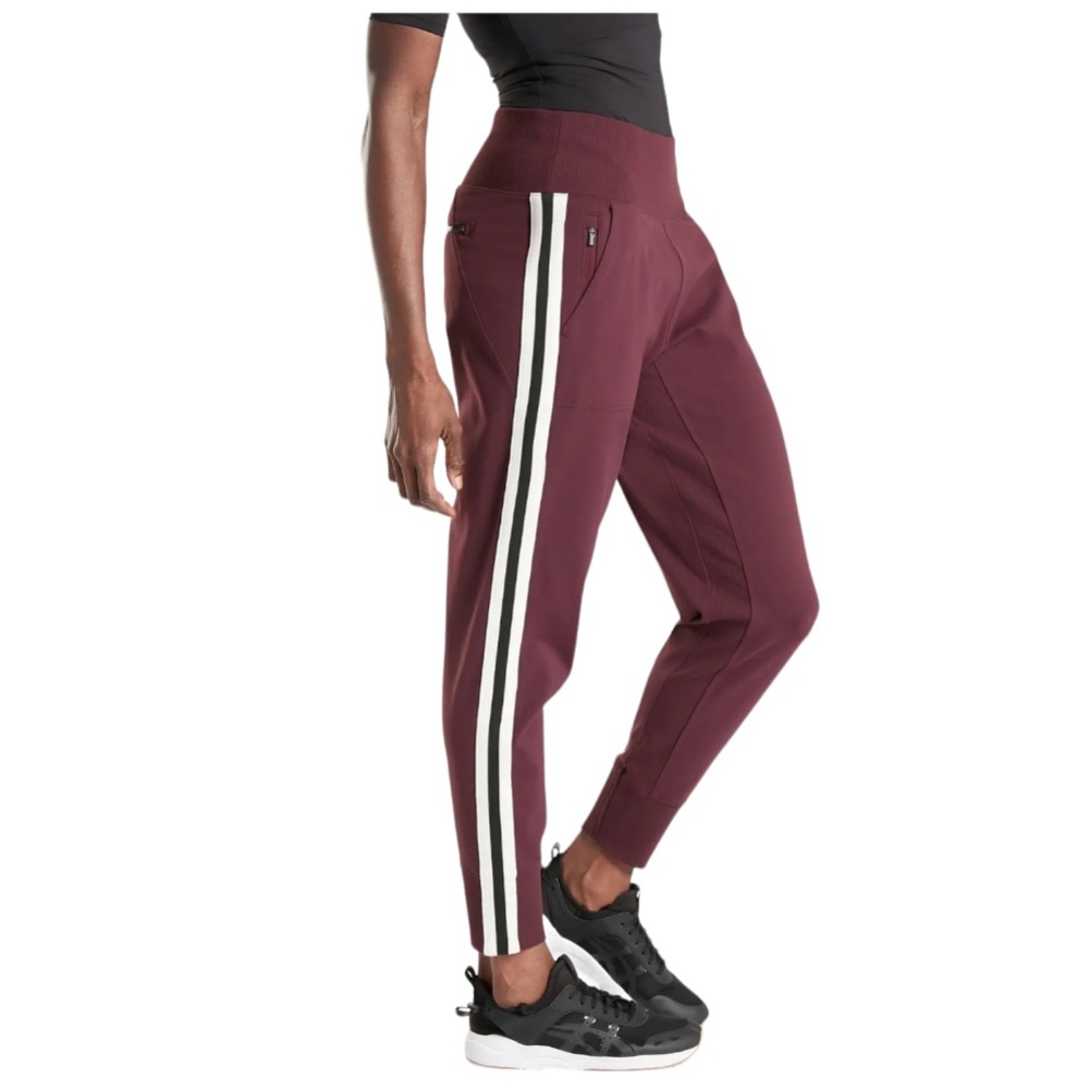 Athleta Venice Side Stripe Jogger in Antique Burgundy Size Small